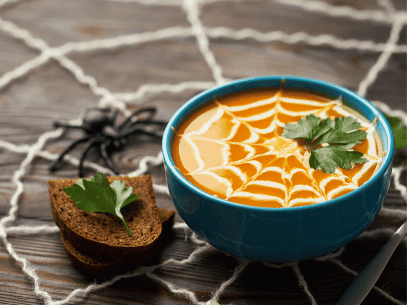 halloween theme bowl of soup