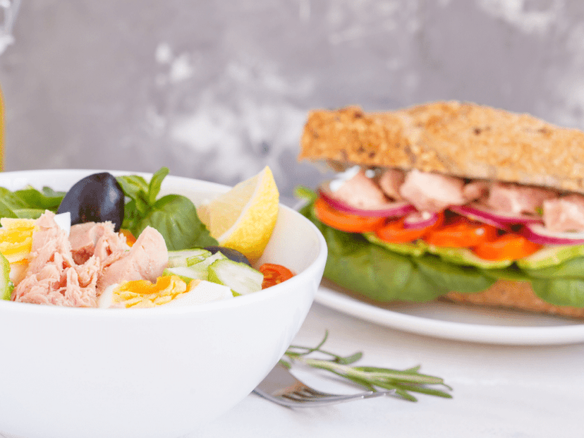 Salad and sandwich
